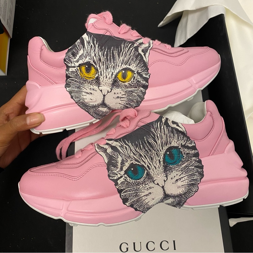 Gucci Rhyton Mystic Cat Pink Sneakers (Women's) Authentic Size 35.5